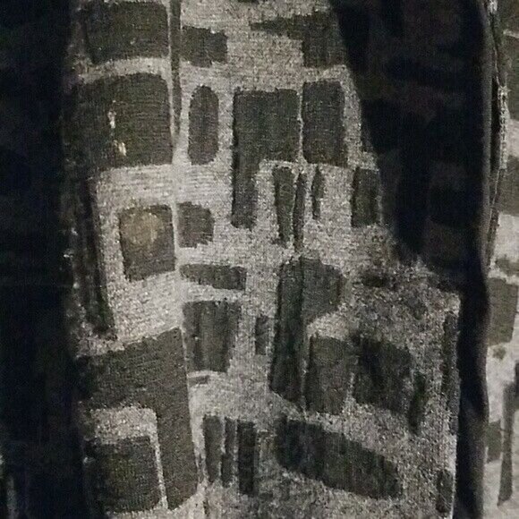 Sandro Sportswear Lined Jacket Belted Abstract Black Gray Print Button up Small - Picture 4 of 5